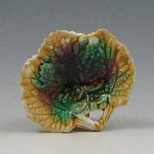 Appraisal: Majolica Maple Leaf Butter Plat unmarked small chip just under