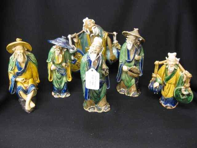 Appraisal: Collection of Chinese Mudmen Figurines tallest is '' excellent