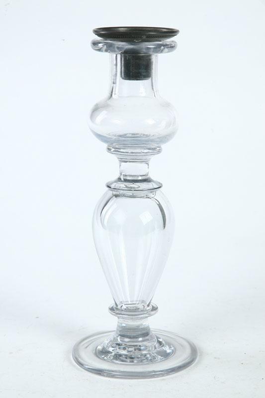 Appraisal: FREE BLOWN GLASS CANDLESTICK Pittsburgh area ca Cylindrical socket with