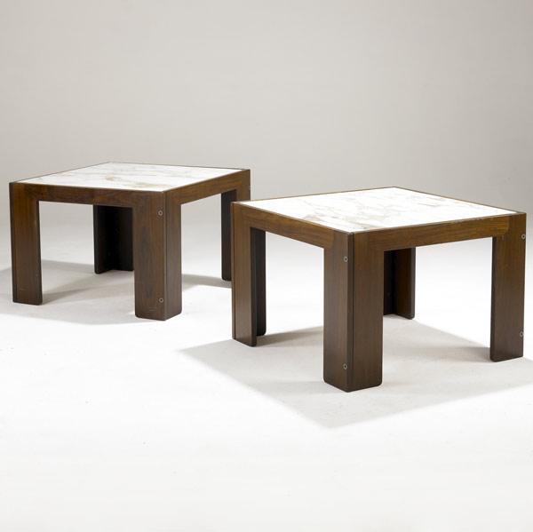 Appraisal: TOBIA SCARPA CASSINA Pair of rosewood side tables with finely