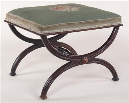 Appraisal: A William IV rosewood stool with a floral needle point