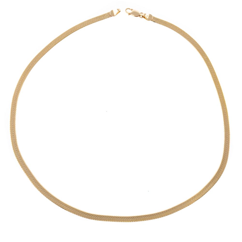 Appraisal: An Inch Herringbone Chain Necklace in K K yellow gold