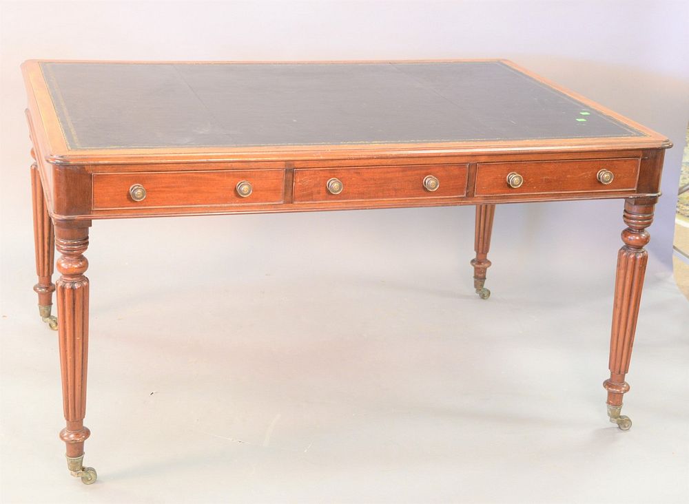 Appraisal: George IV style mahogany partners writing table with leather top