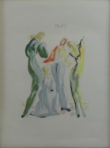 Appraisal: DALI Salvador Lithograph Three Graces Faded ink signature dedication to