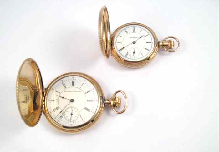 Appraisal: TWO HAMPDEN HUNTER CASE POCKET WATCHES A model size jewels