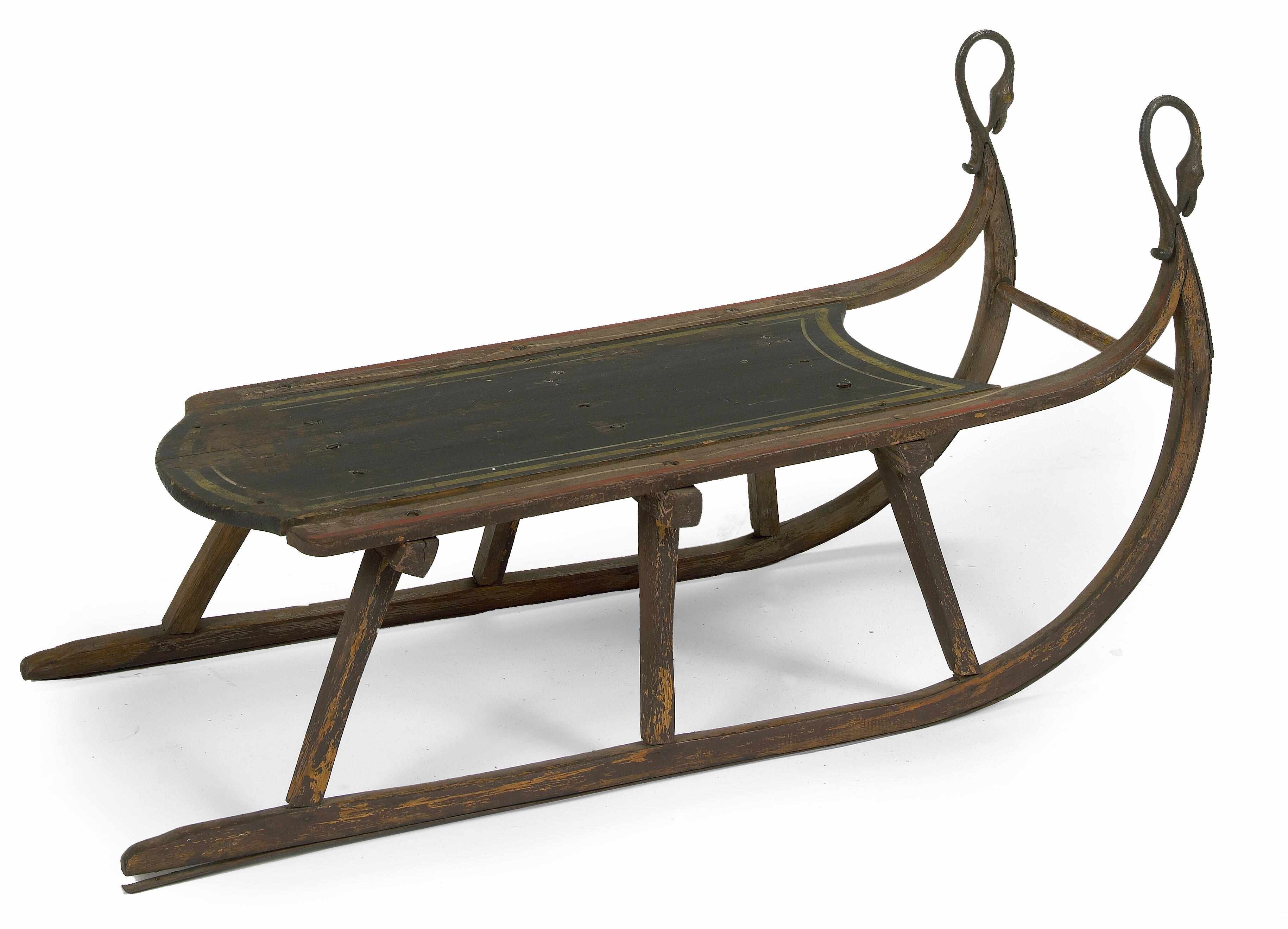 Appraisal: A painted wood child's sleigh th centuryheight in length in