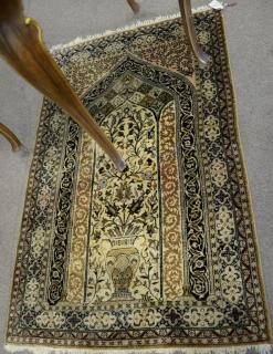 Appraisal: Silk Oriental prayer rug ' x ' Silk Oriental prayer