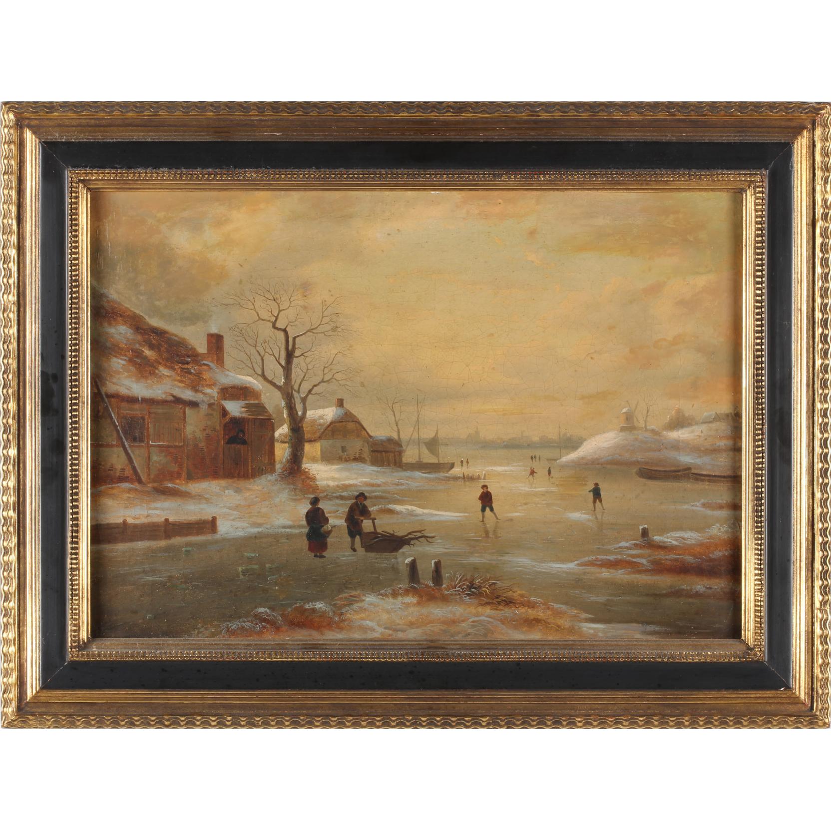 Appraisal: Dutch School Winter Landscape Painting th century oil on canvas