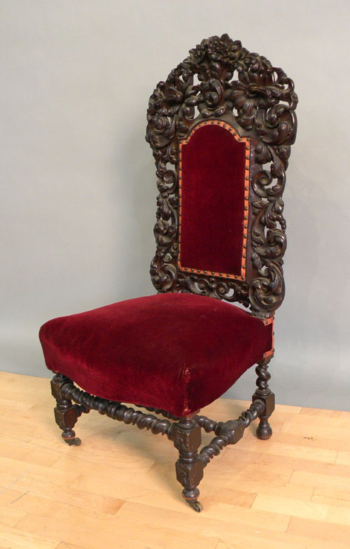 Appraisal: Victorian carved side chair th c