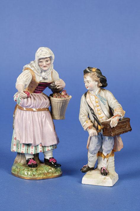 Appraisal: A MEISSEN FIGURE OF AN APPLE SELLER modelled as an