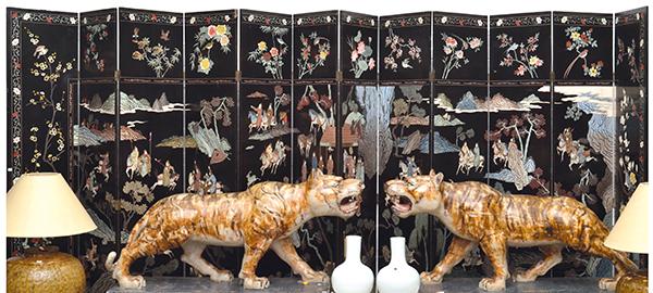 Appraisal: A CHINESE CARVED PAINTED AND LACQUERED TWELVE PANEL SCREEN each