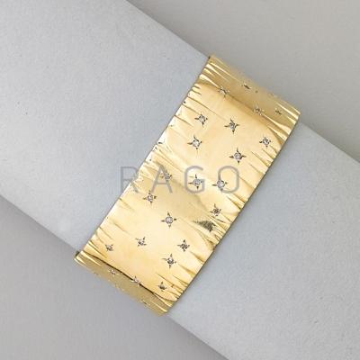 Appraisal: D S KARLA DIAMOND K GOLD OPEN CUFF BRACELET Wide