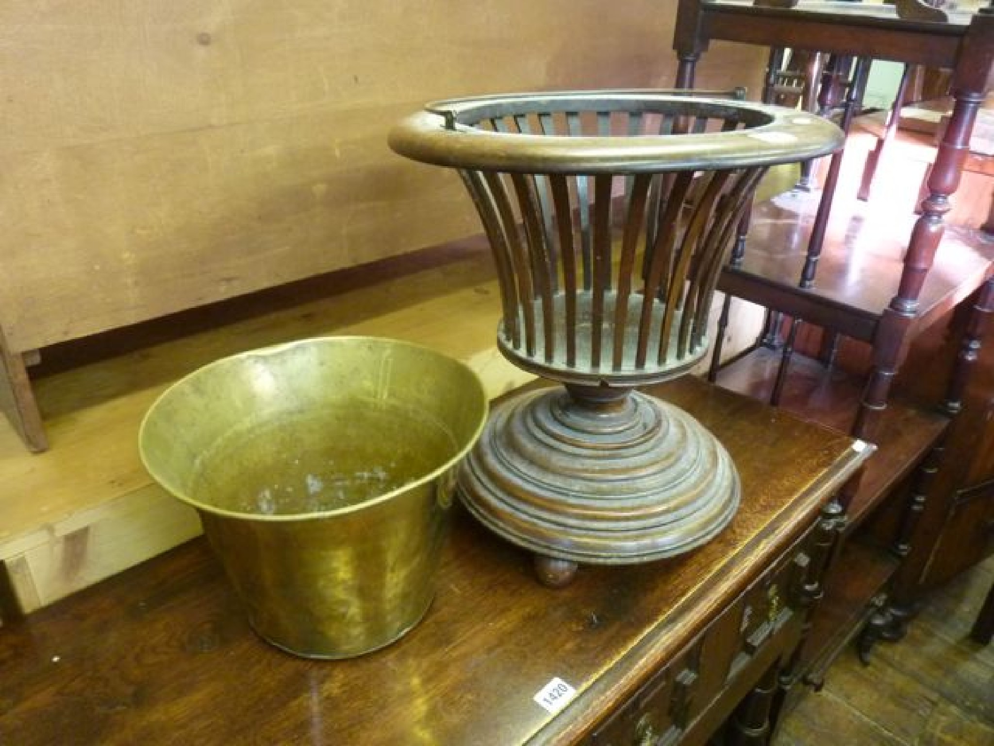 Appraisal: A th century Dutch peat bucket in mahogany with slatted