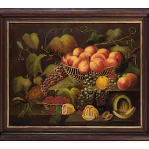 Appraisal: American School th Century Still Life of Berries Grapes and