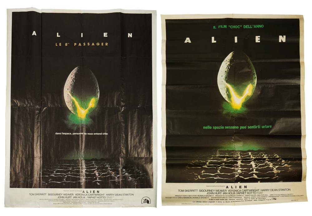 Appraisal: TWO ORIGINAL ALIEN MOVIE POSTERSunframed and unmounted folded and rolled