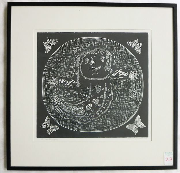 Appraisal: MANUEL IZQUIERDO RELIEF PRINT Spain Portland Oregon - The Cookie