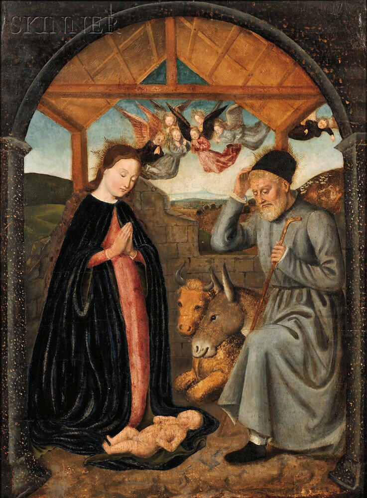 Appraisal: Flemish School th th Century Nativity Unsigned Oil on cradled