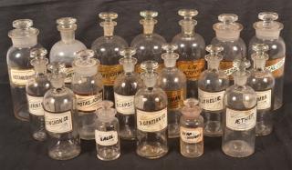 Appraisal: Eighteen Apothecary Glass Bottles Eighteen Apothecary Glass Bottles with Painted