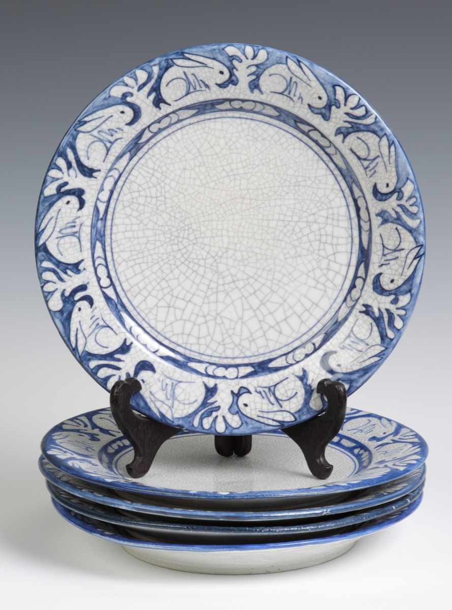 Appraisal: Dedham Pottery Plates Rabbit border Condition Some edge roughness and