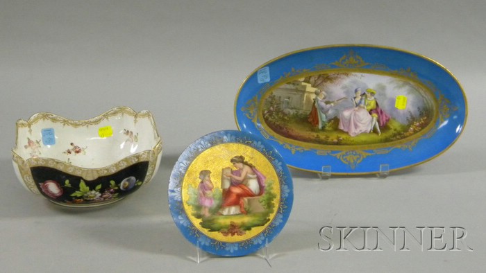 Appraisal: Three Porcelain Items a Meissen shaped bowl a small round