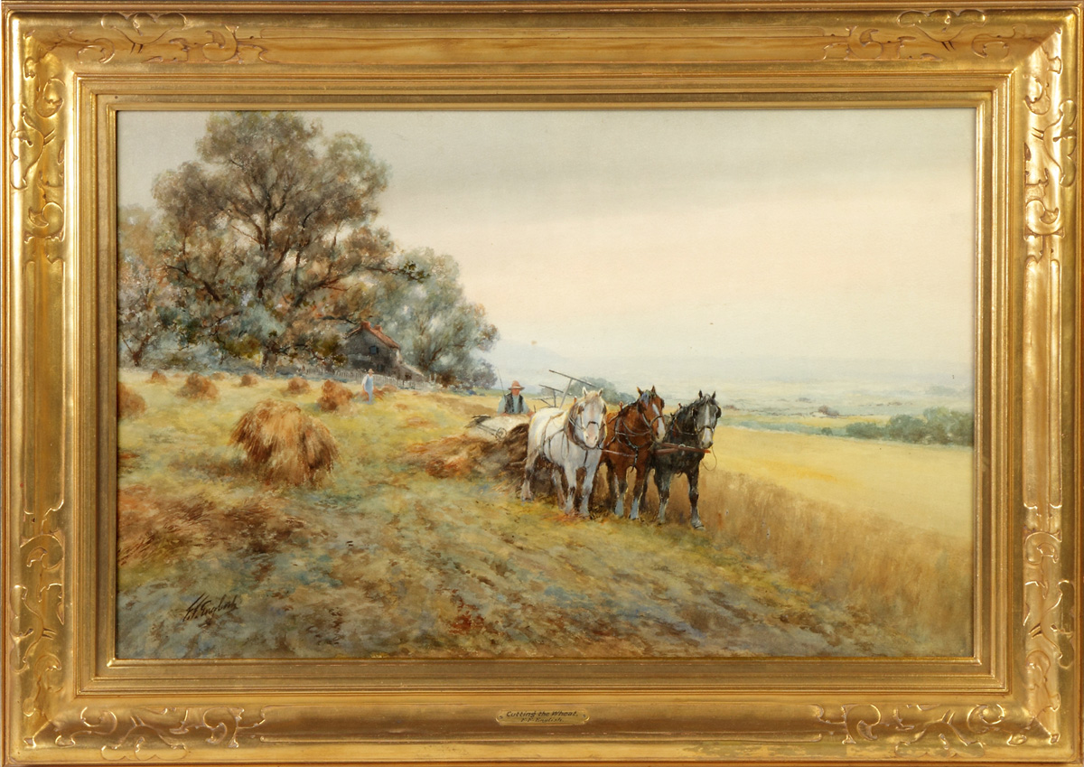 Appraisal: Frank F English American - Cutting the Wheat Sgn Lower