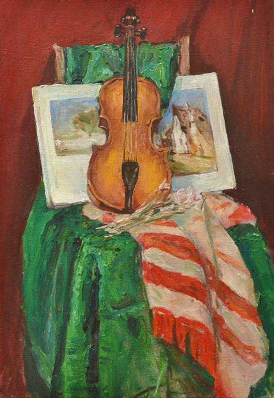 Appraisal: ARTIST UNKNOWN BORN TH CENTURY Still Life with Violin oil