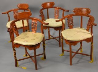 Appraisal: Set of four Chinese Oriental style armchairs Set of four