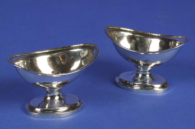 Appraisal: A PAIR OF SCOTTISH PEDESTAL SALTS of oval form with