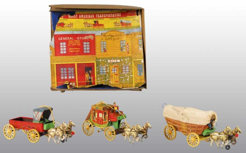 Appraisal: Lot of American Toys Horse-Drawn Wagon Toys Description Includes one