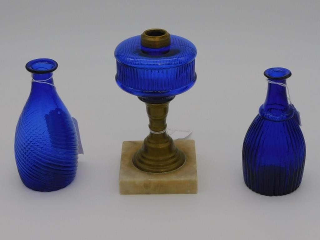 Appraisal: PIECES OF COBALT GLASS TH C TO INCLUDE high ribbed