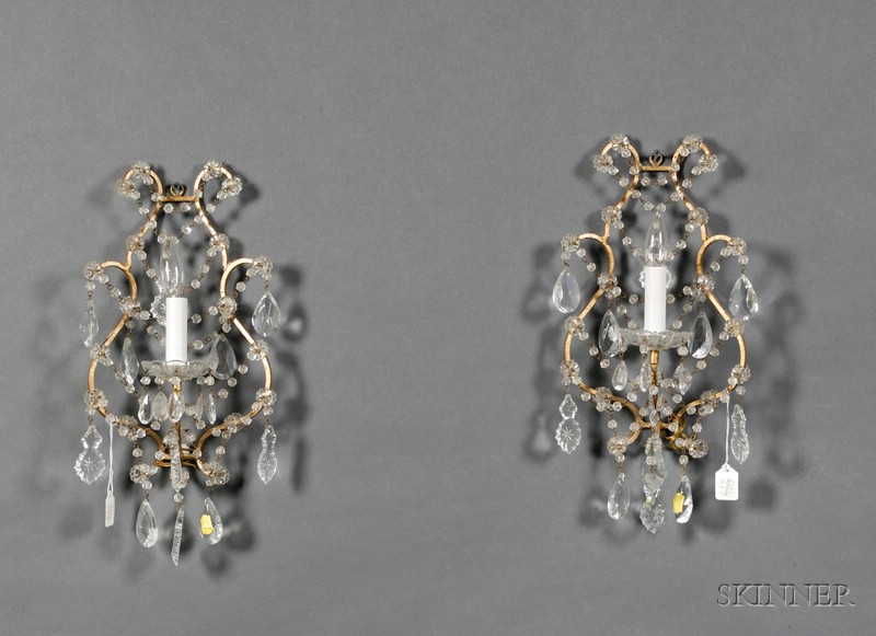 Appraisal: Pair of Louis XIV VX Style Gilt-metal and Colorless Glass