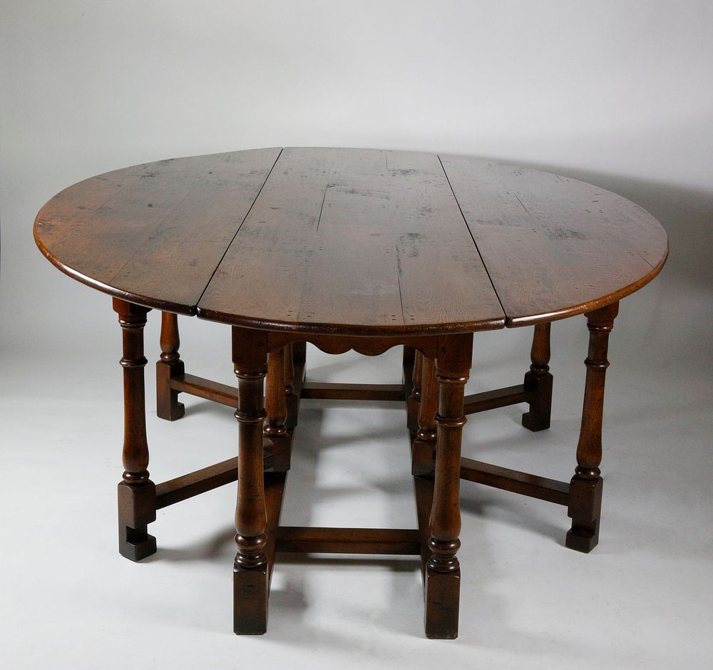 Appraisal: English Oak Oval Gateleg Dining Table Bench Made English Oak