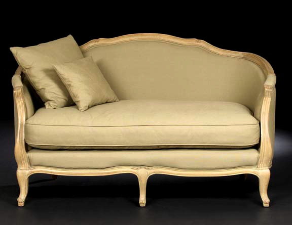 Appraisal: Louis XV-Style Beechwood Settee the scalloped back extending to closed