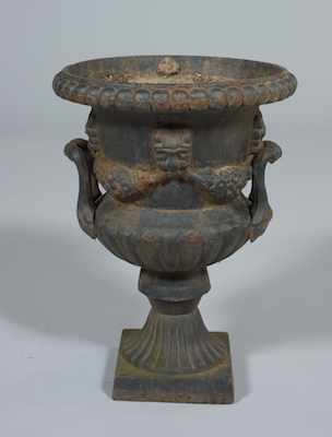 Appraisal: A Single Iron Garden Urn Iron urn with beaded rim