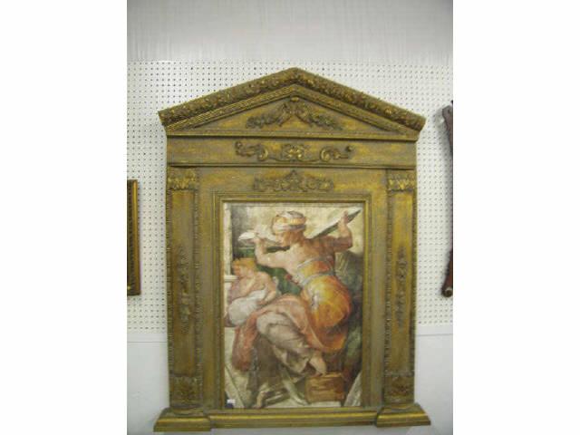 Appraisal: Decorative Print in ornate gold composition frame x overall