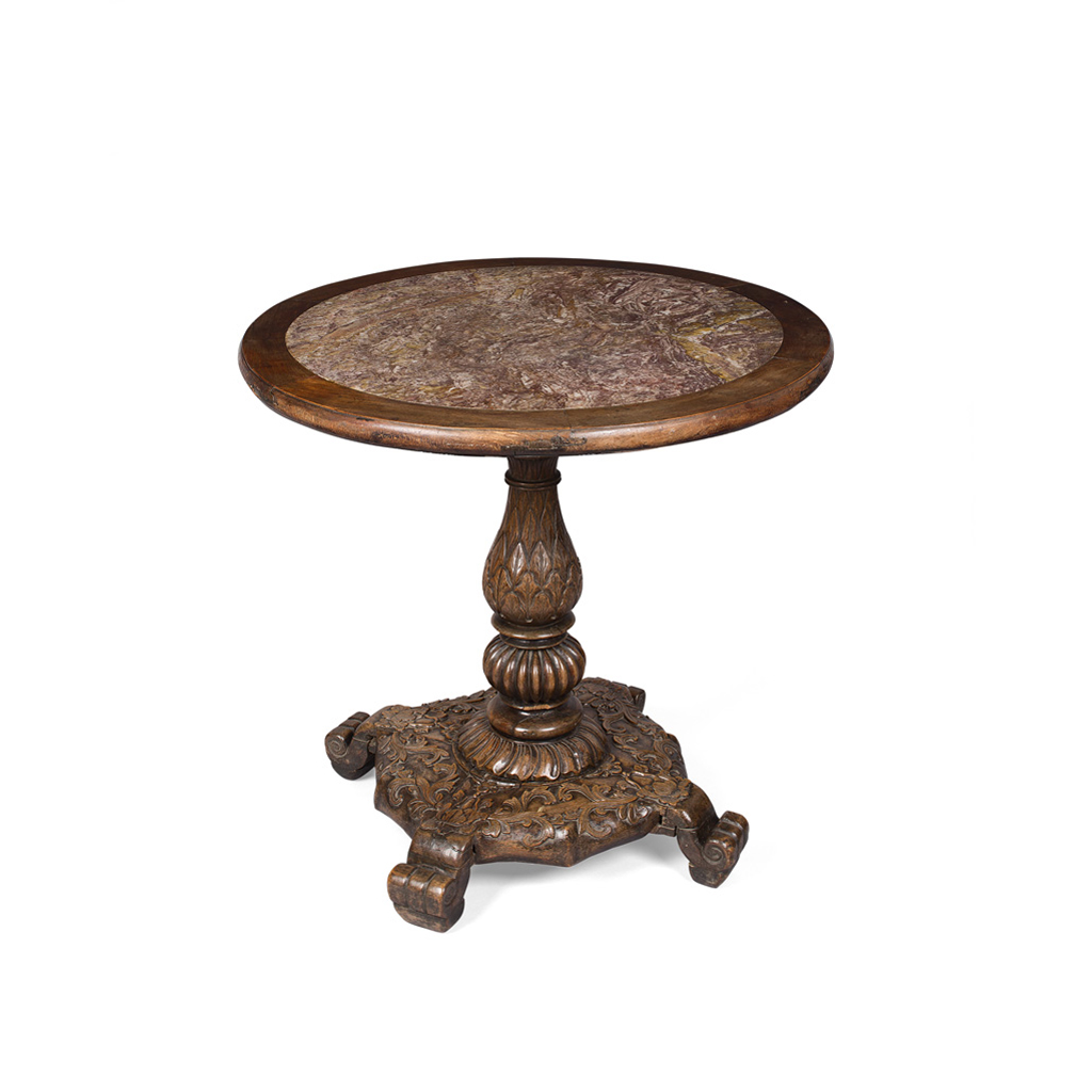 Appraisal: EXPORT CARVED HARDWOOD TABLE QING DYNASTY the circular top with