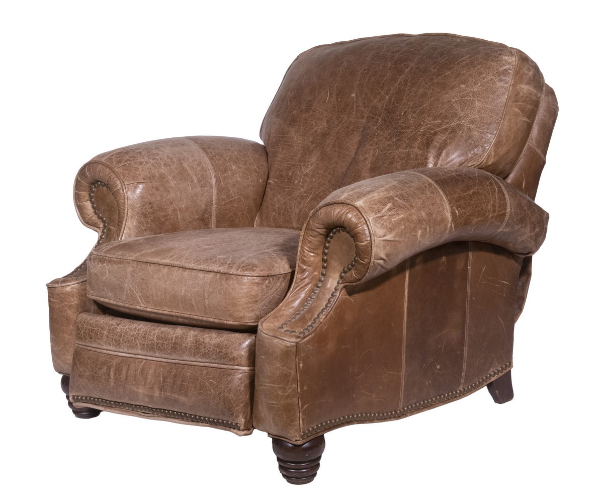 Appraisal: BARCALOUNGER LEATHER RECLINER Vintage Leather Reclining Chair by Barcalounger in