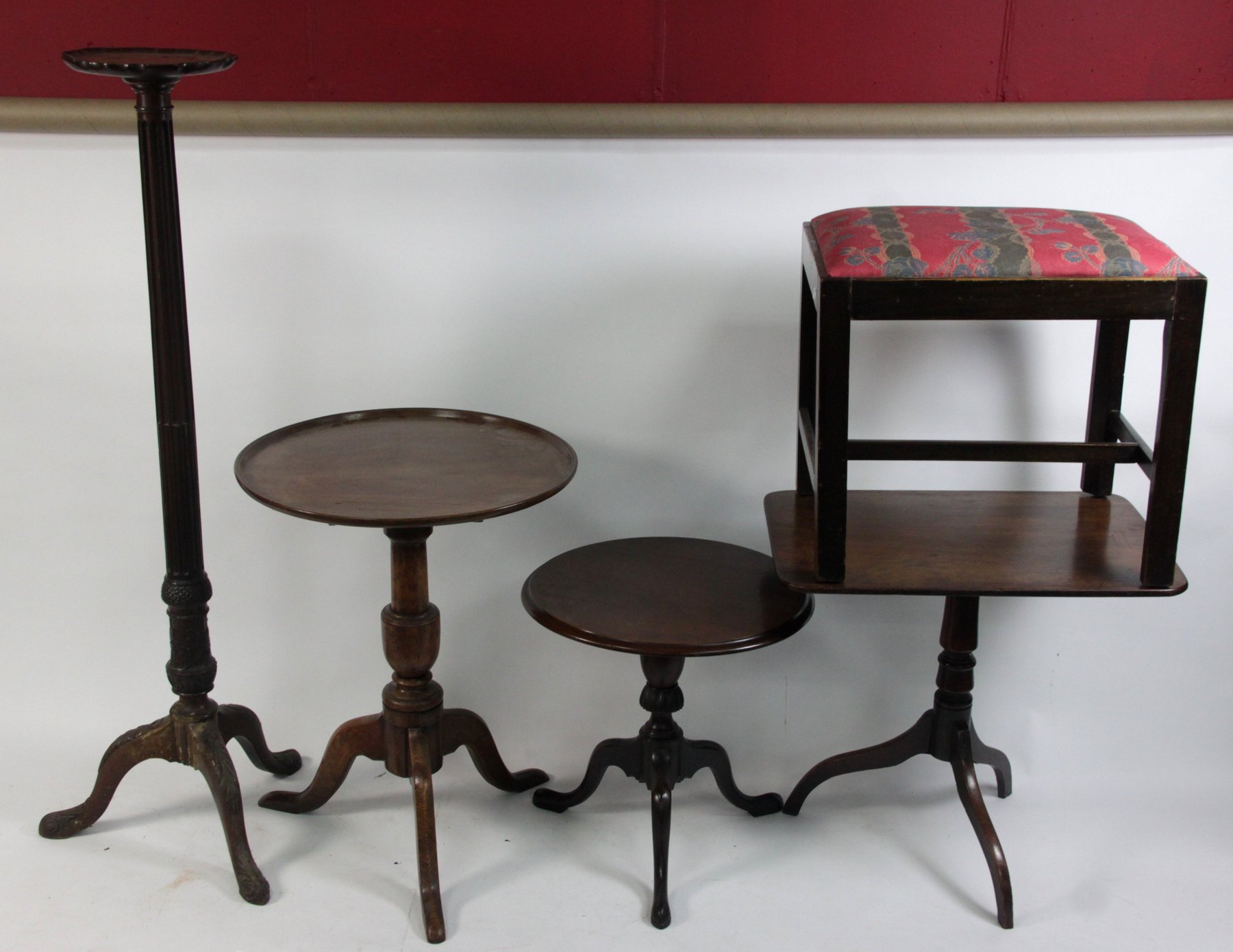 Appraisal: A mahogany tripod torch re a small tripod table with