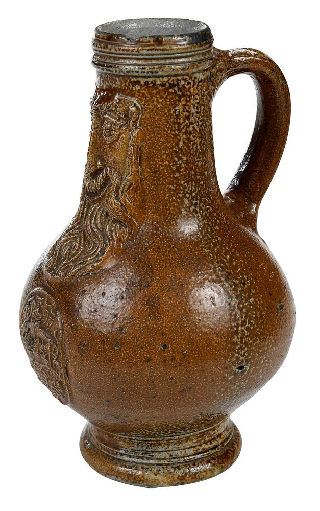 Appraisal: German Salt Glazed Stoneware Bellarmine Jug attributed to Frenchen or