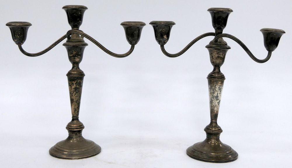 Appraisal: PAIR OF GORHAM DOUBLE ARM STERLING CANDELABRAS Each measures about