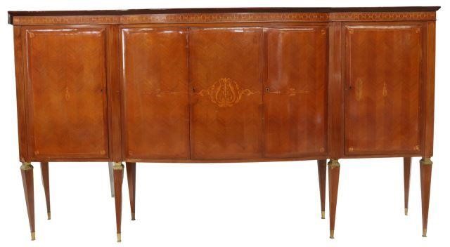 Appraisal: Italian mahogany breakfront sideboard attributed to Paolo Buffa Italian -