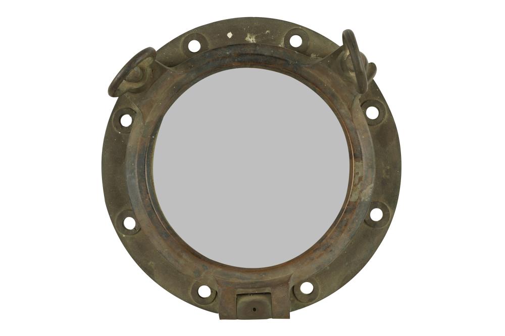 Appraisal: BRASS SHIP'S PORTHOLE WINDOWCondition weathered inches diameter inches deep Condition