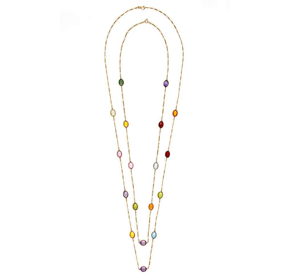 Appraisal: Two Multi-Gemstone k Necklaces Two multi gemstone k necklaces Total