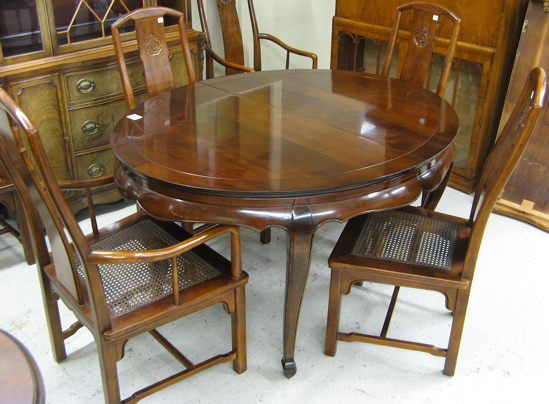 Appraisal: CHINESE STYLE DINING TABLE AND CHAIR SET Henredon Furniture Co