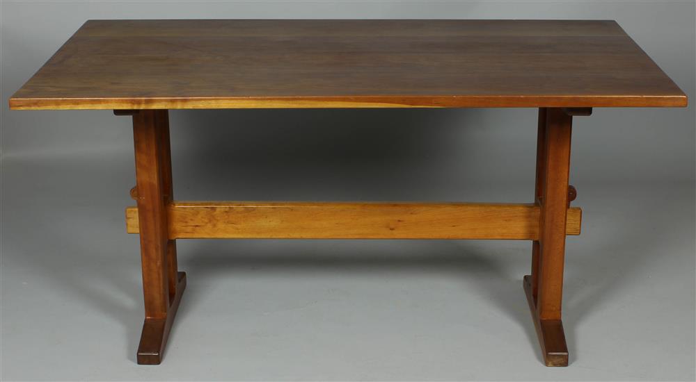 Appraisal: CHARLES SHACKLETON OF VERMONT CUSTOM CHERRY RECTANGULAR TRESTLE DINING TABLE