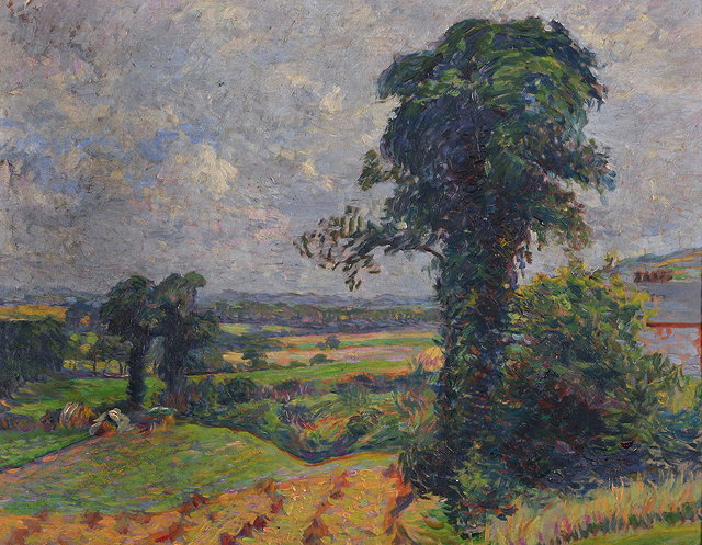 Appraisal: TH CENTURY POST IMPRESSIONIST SCHOOLA Summer Day with Rolling Fields