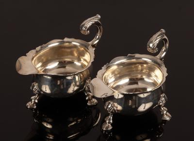 Appraisal: A pair of George II style silver sauce boats Edward