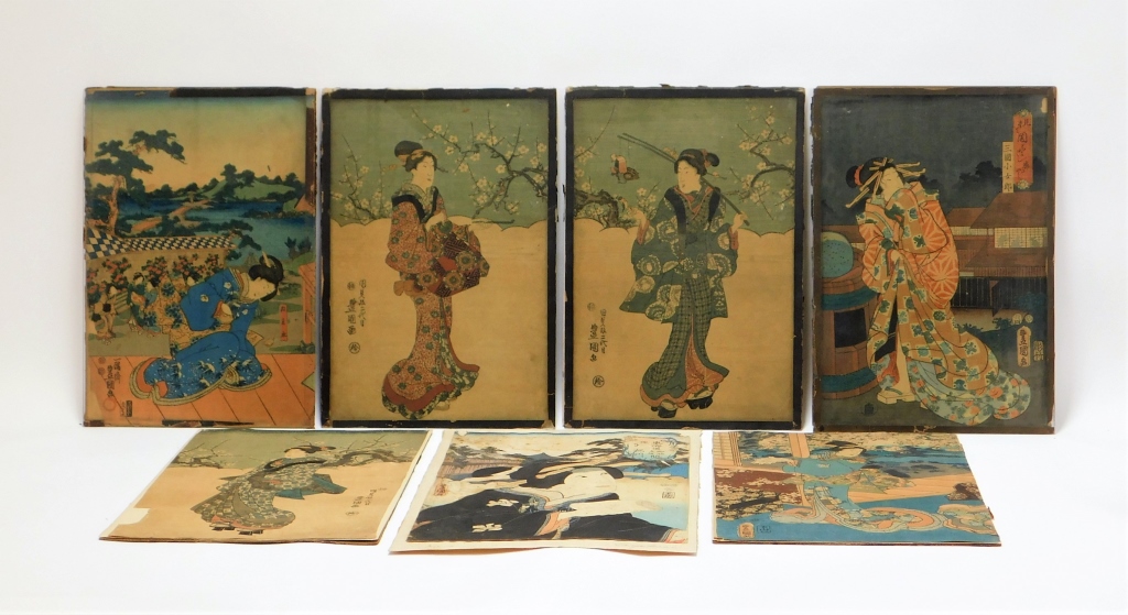 Appraisal: PC UTAGAWA KUNISADA GEISHA WOODBLOCK PRINTS Japan - Includes two