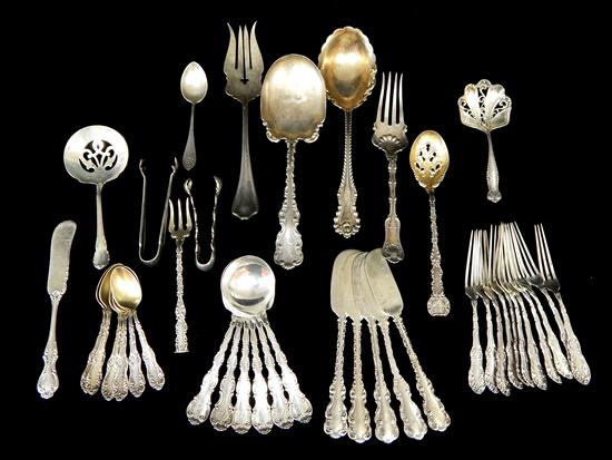 Appraisal: STERLING SILVER assorted patterns forty pieces six bouillon spoons six