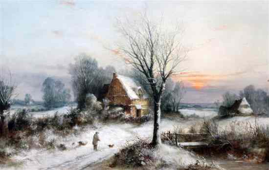 Appraisal: Helen Evans oil on millboard Traveller in a winter landscape